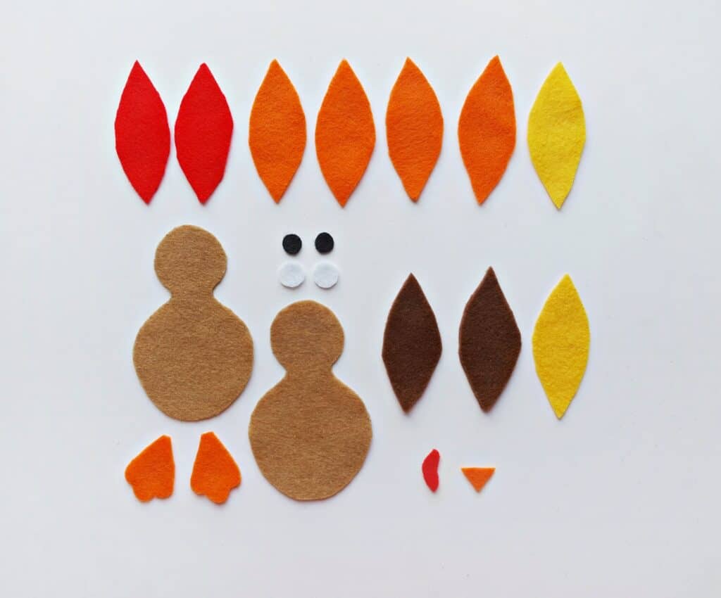 felt cutouts of turkey template