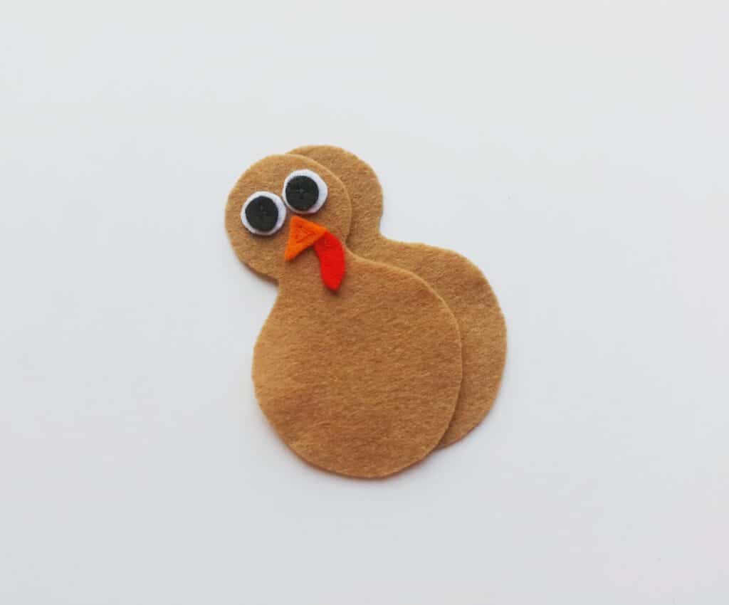 Felt turkey cut outs on white background