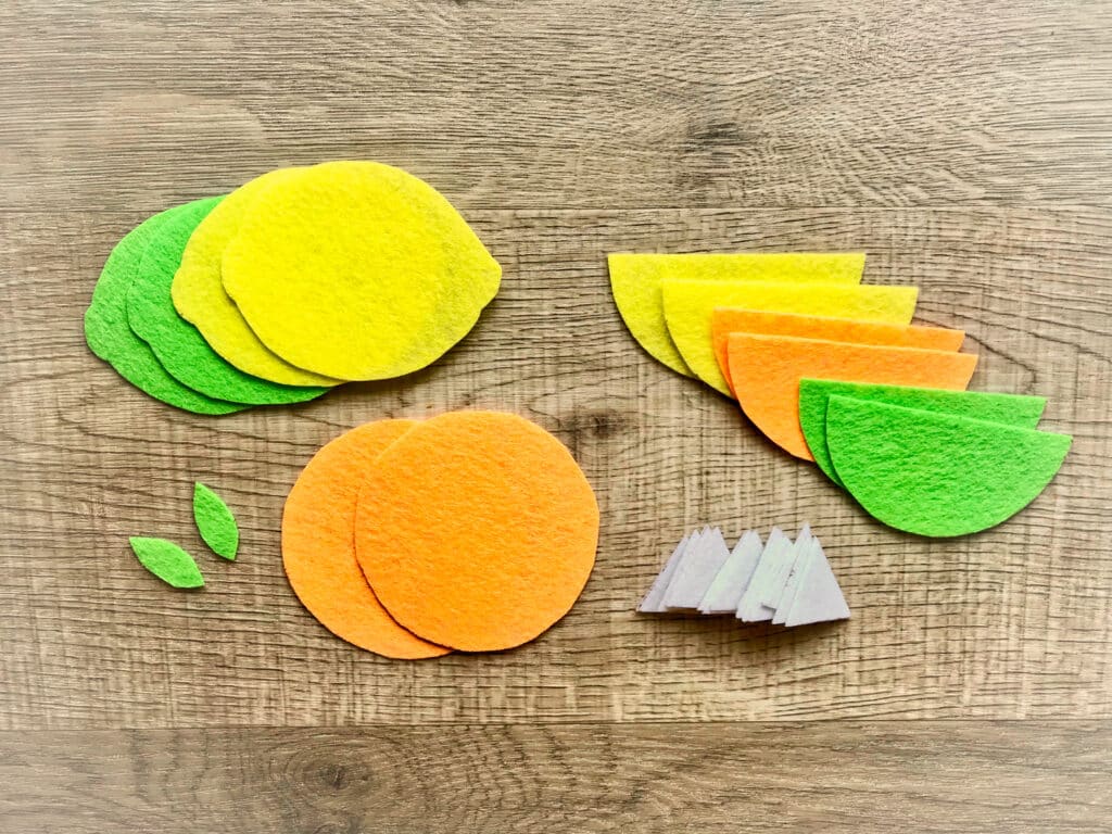 cut felt citrus shapes 
