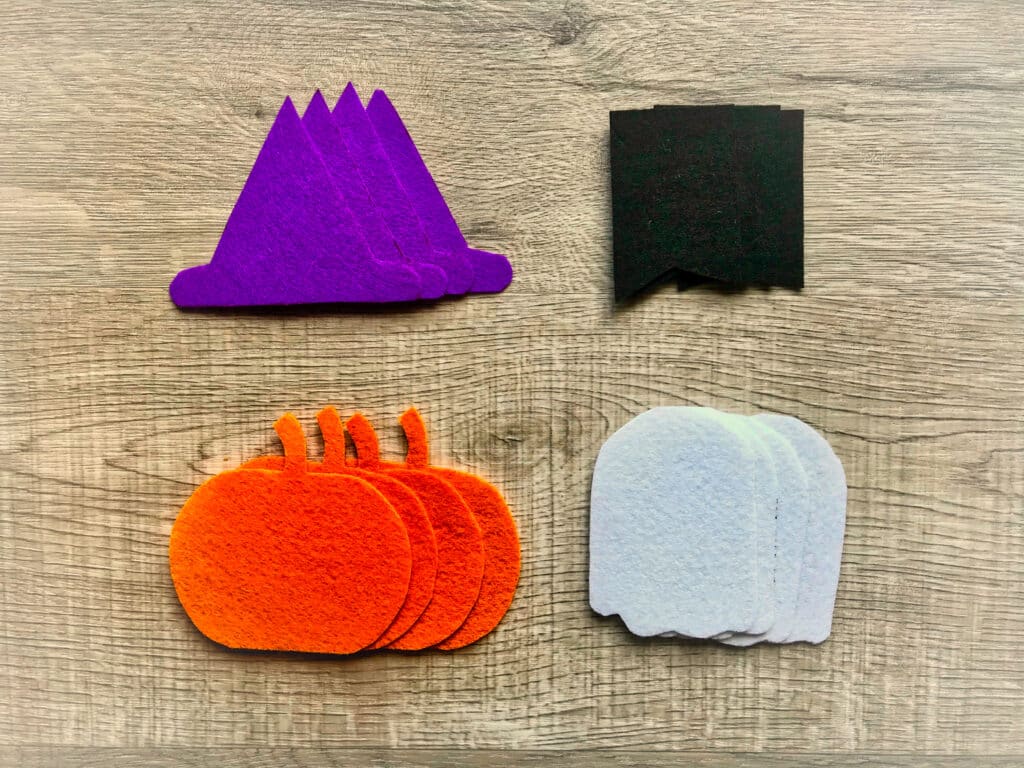 felt cutouts in halloween shapes