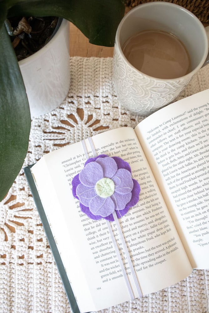 elastic book band on table with coffee mug