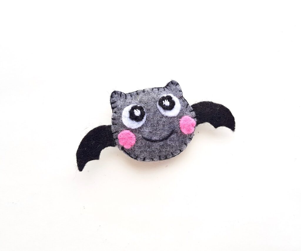 grey felt halloween plush bat with wings