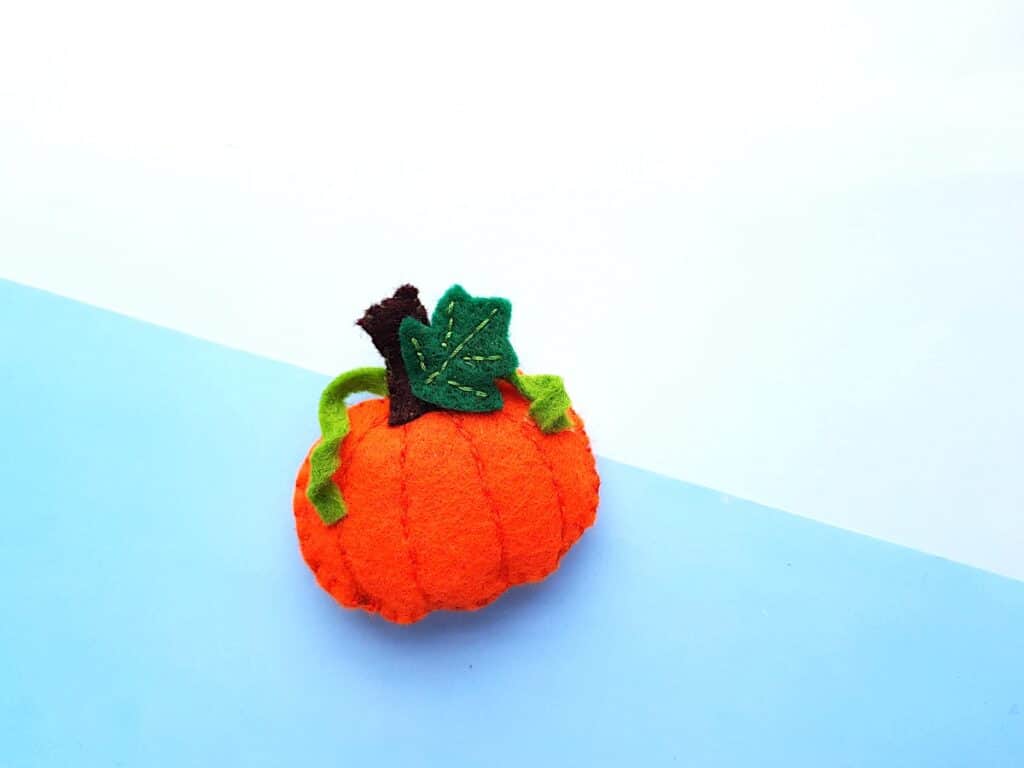 Cute Felt Pumpkin Plush softie overhead view