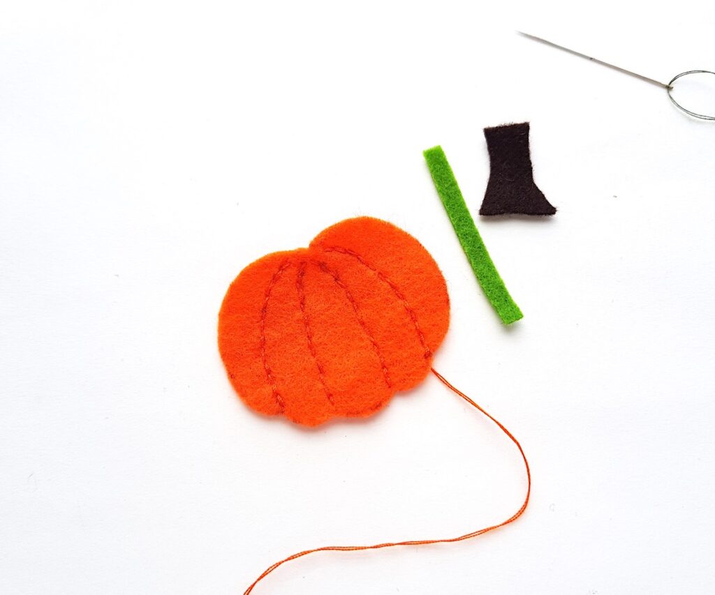 Cute Felt Pumpkin Plush sewing lines on pumpkin pattern