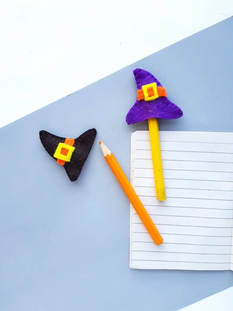 halloween craft for kids mini felt witch hat pencil toppers