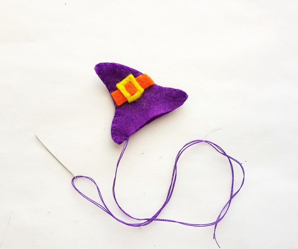 felt witch hat pencil topper sewn with thread