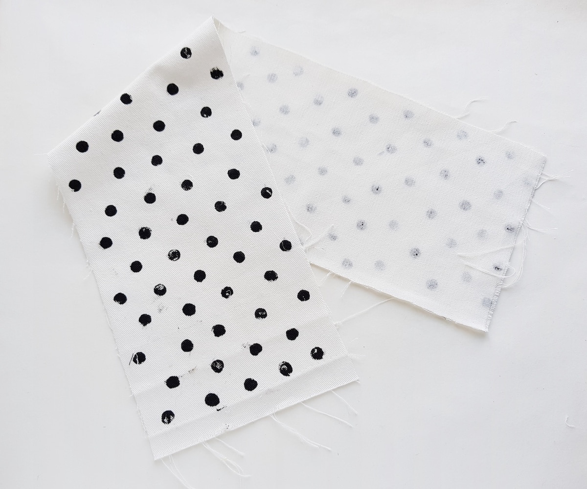 polka dot fabric cut for a diy scrunchie
