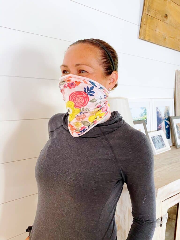 Neck Gaiter Final worn by an adult