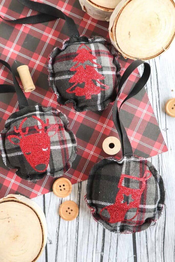 flannel scrap fabric Christmas ornaments