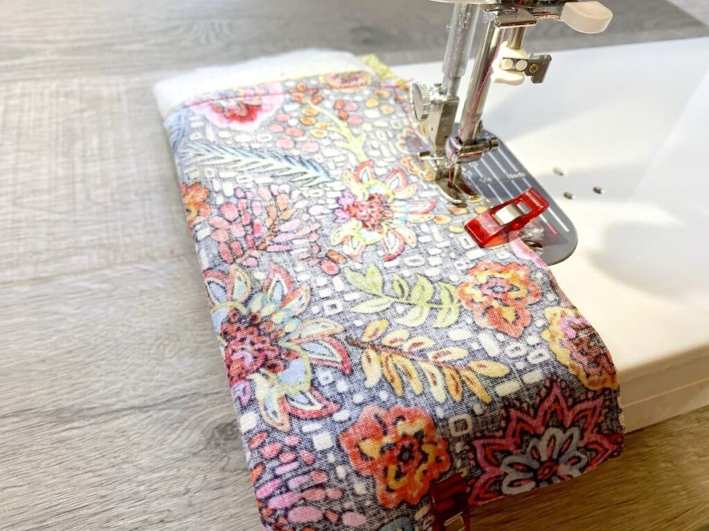 Sunglasses Case Step 9 being sewn on sewing machine