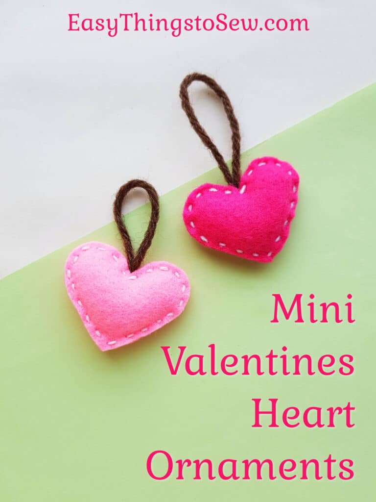 two mini felt heart plush ornaments