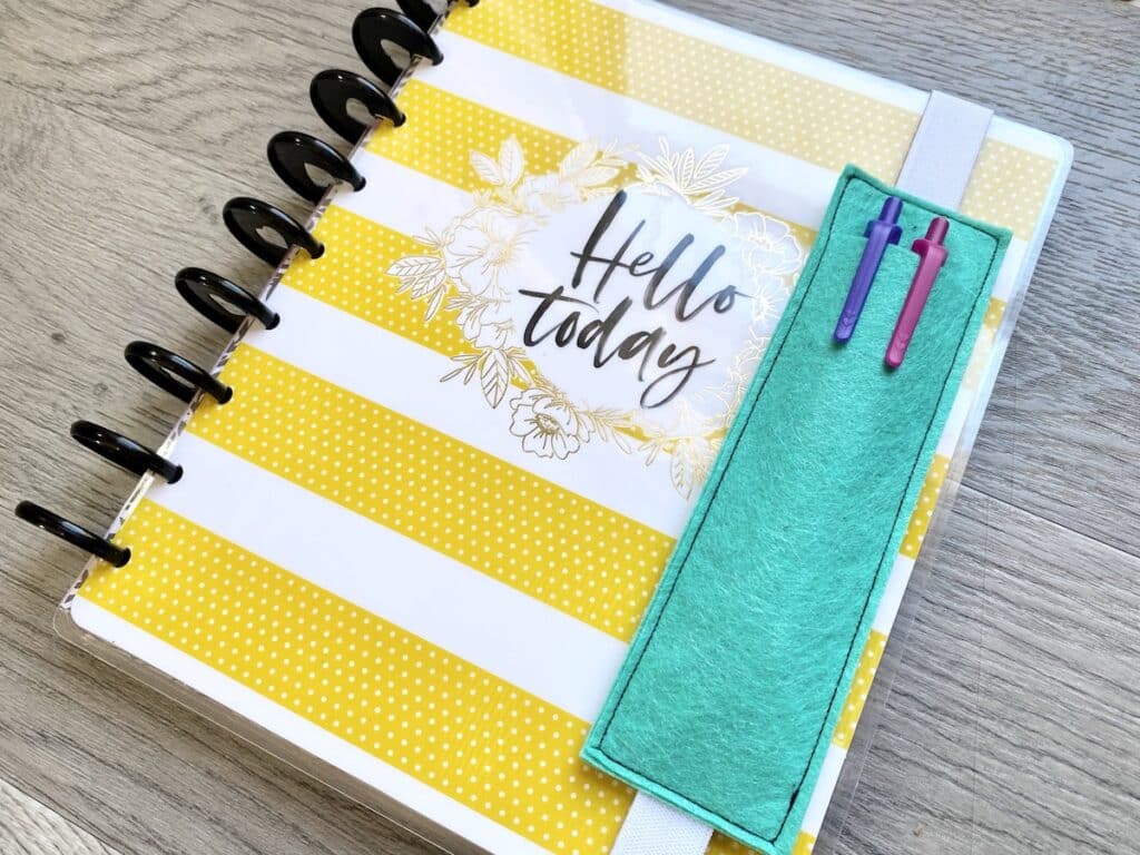 DIY planner pencil pocket up close