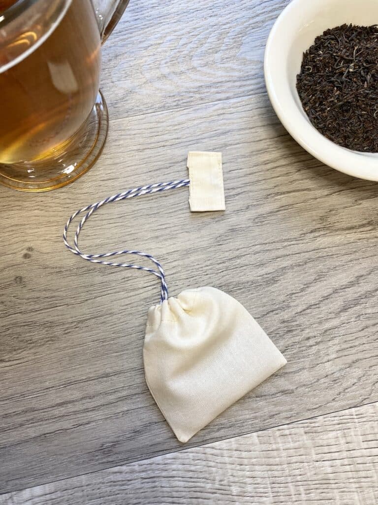 reusable tea bags on table top