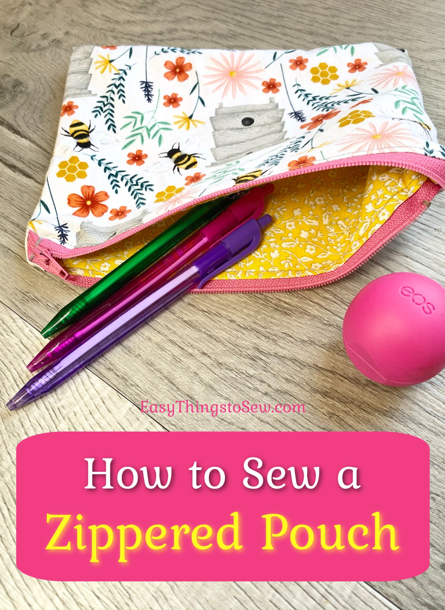 Easy Lined Zippered Pouch Tutorial Easy Things to Sew