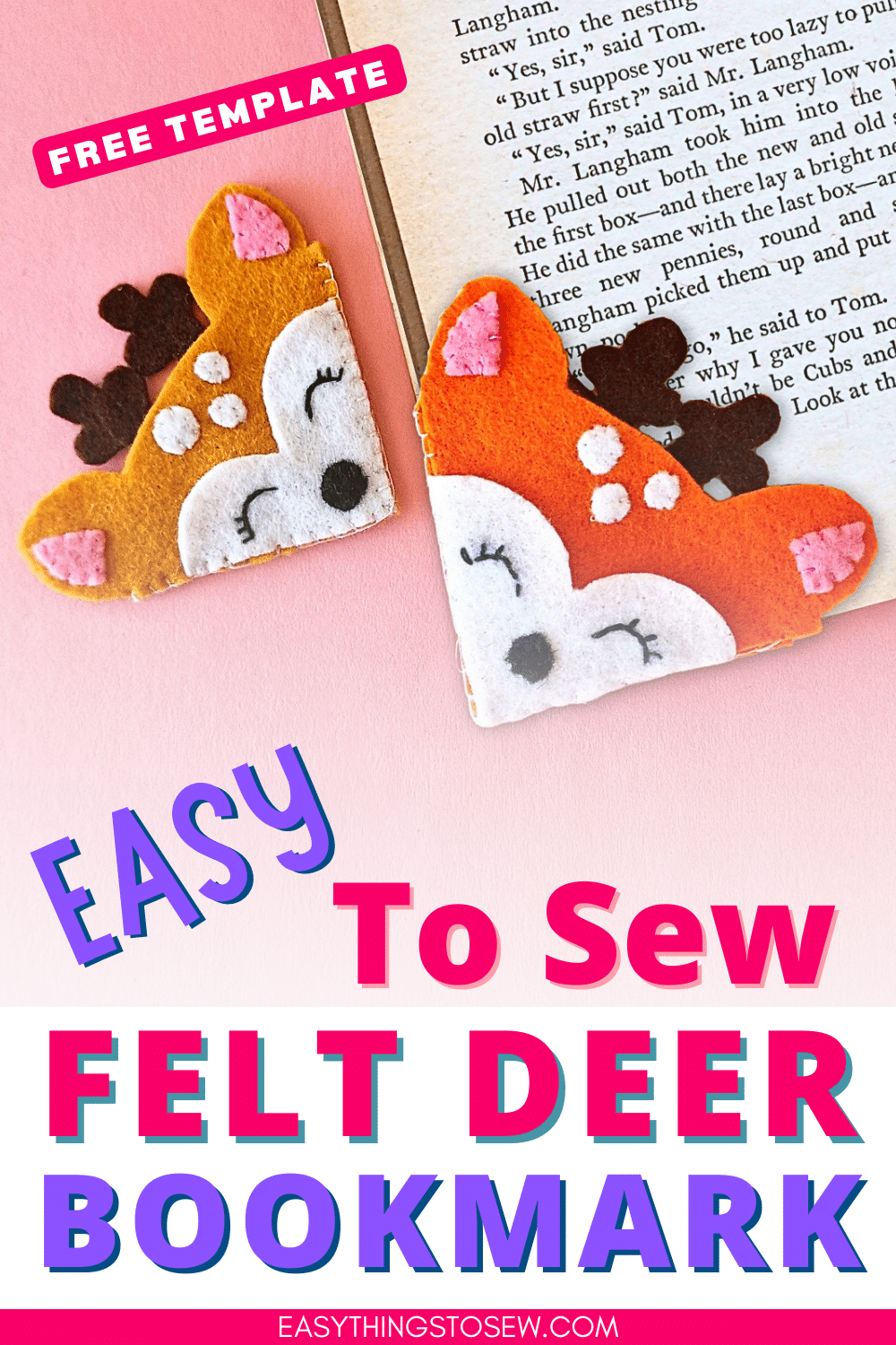 Easy to sew felt deer bookmark template.