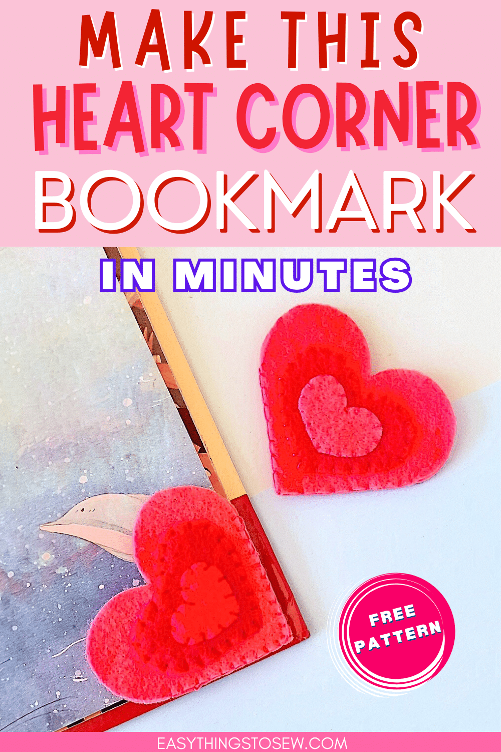 Felt Heart Corner Bookmark Free Pattern Easy Things To Sew