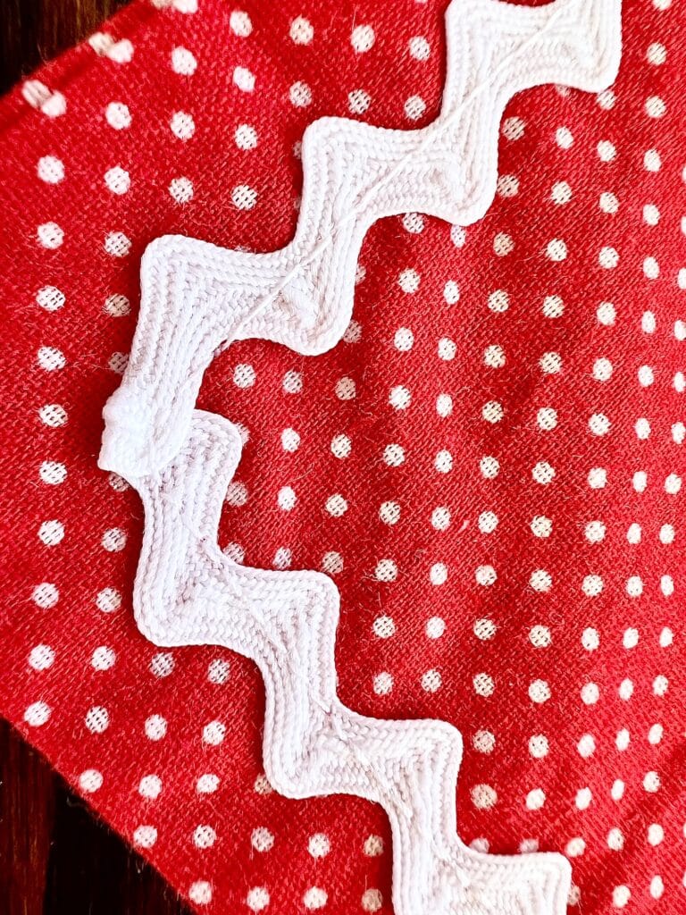 A red and white polka dot napkin.
