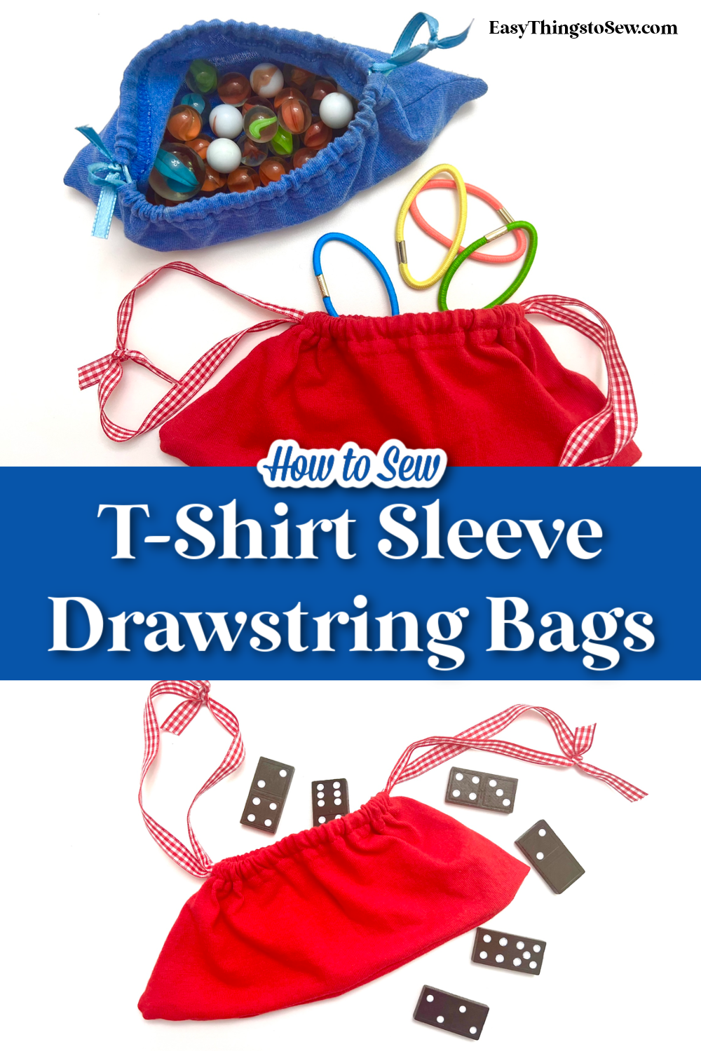 T-Shirt Sleeve Drawstring Bags (with Video Tutorial) - Easy Things to Sew